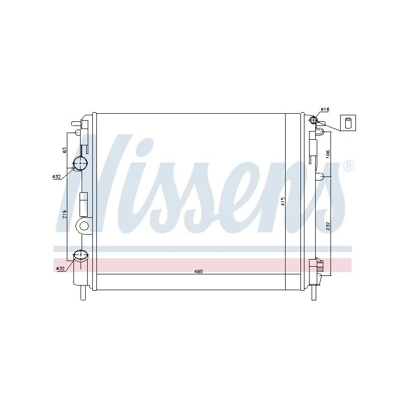 Radiateur, refroidissement du moteur NISSENS 695225