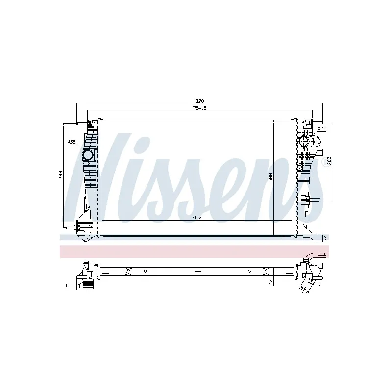 Radiateur, refroidissement du moteur NISSENS 696774