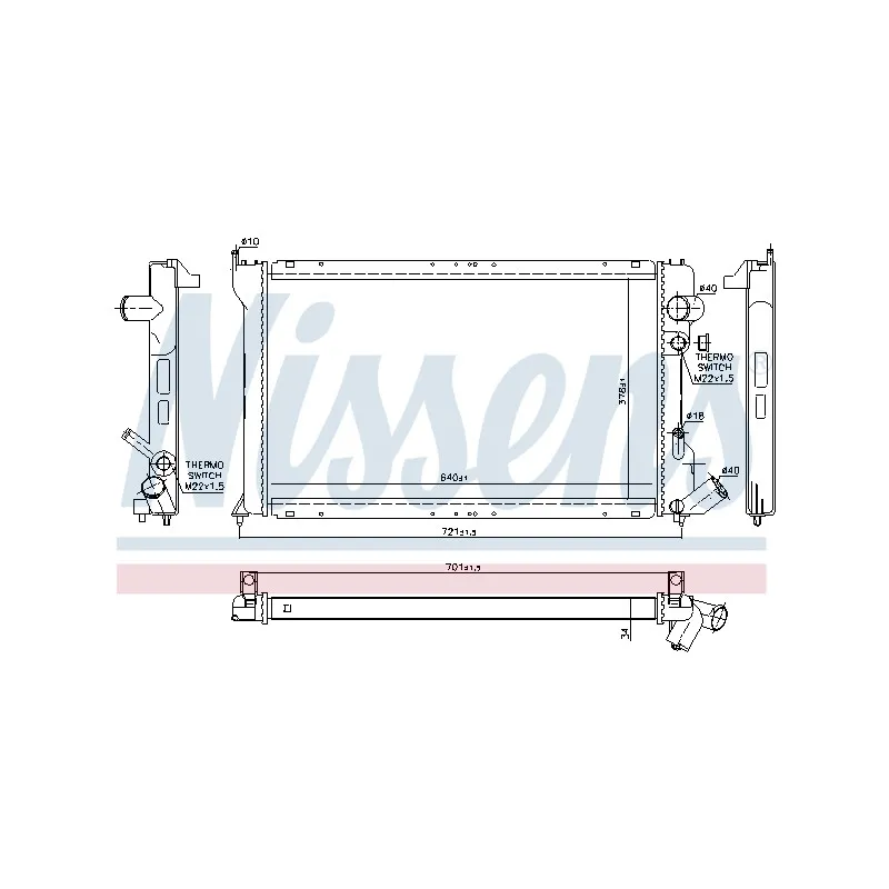 Radiateur, refroidissement du moteur NISSENS 696790