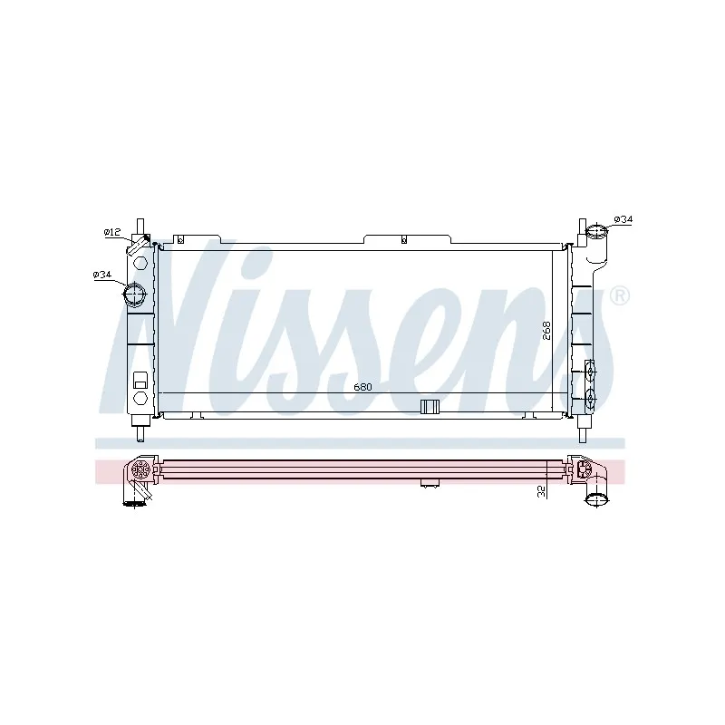Radiateur, refroidissement du moteur NISSENS 697052