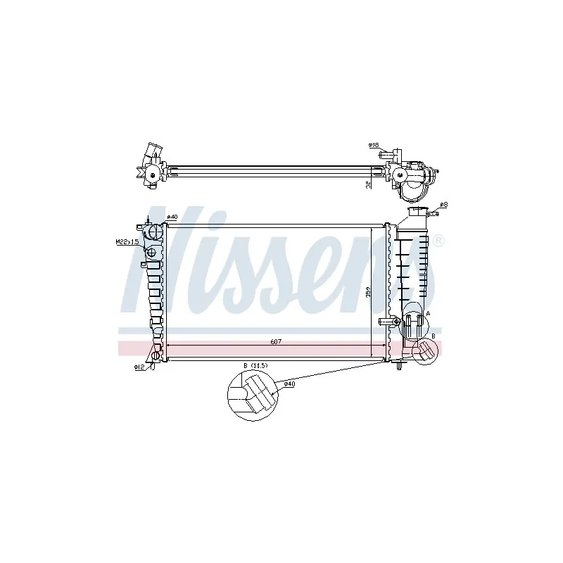 Radiateur, refroidissement du moteur NISSENS 697136