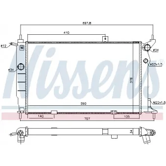 Radiateur, refroidissement du moteur NISSENS 698164