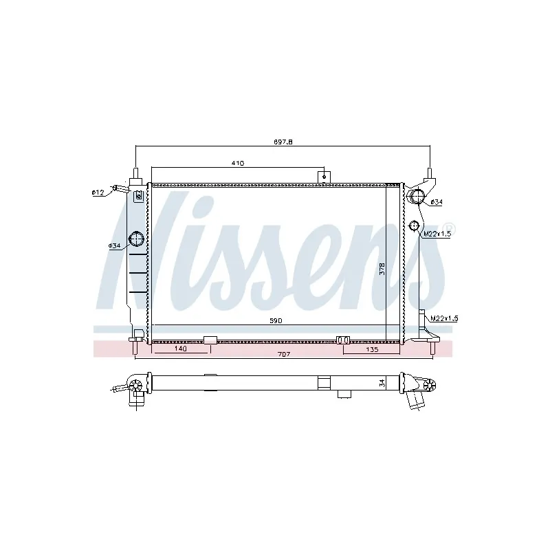 Radiateur, refroidissement du moteur NISSENS 698164