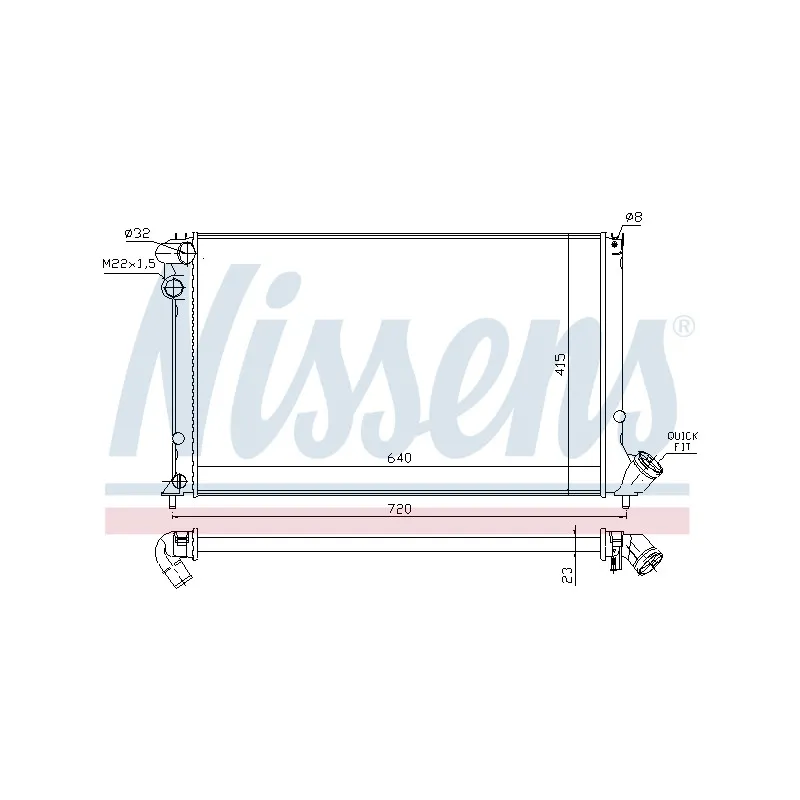 Radiateur, refroidissement du moteur NISSENS 698828