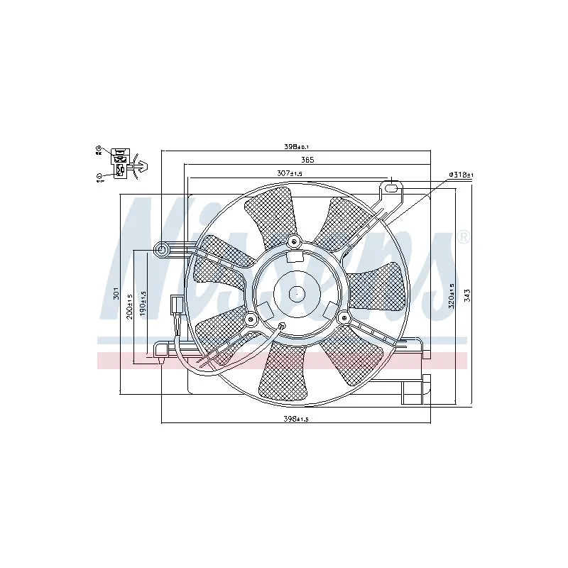 Ventilateur, refroidissement du moteur NISSENS 85060