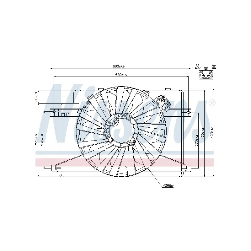 Ventilateur, refroidissement du moteur NISSENS 85106