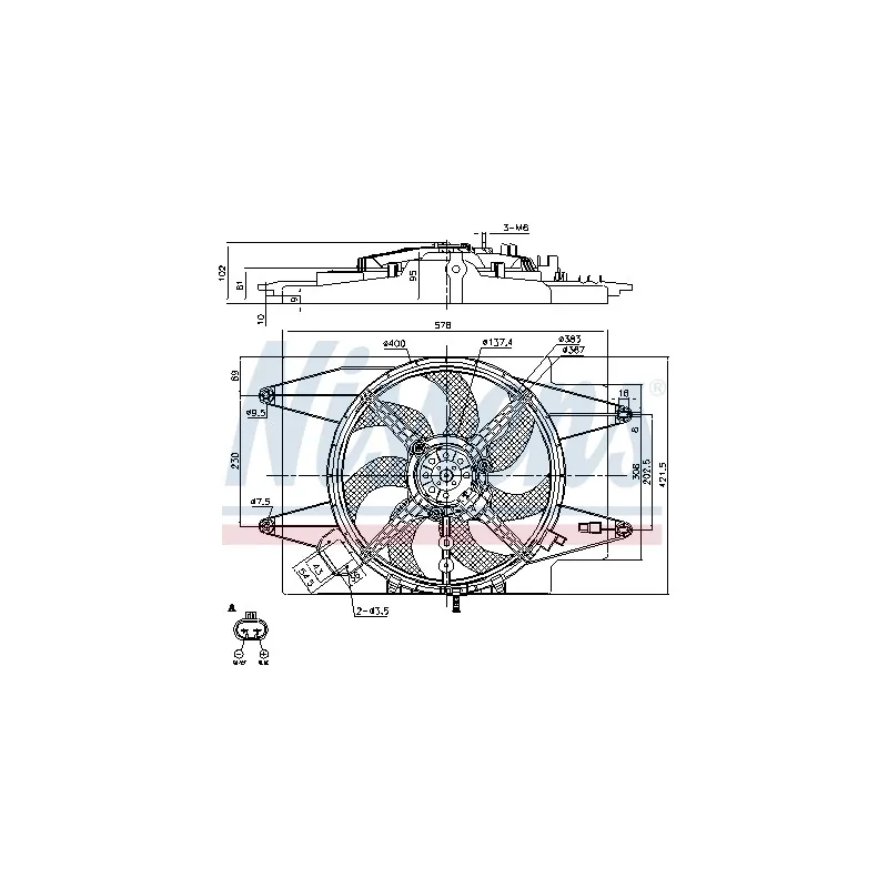Ventilateur, refroidissement du moteur NISSENS 85107