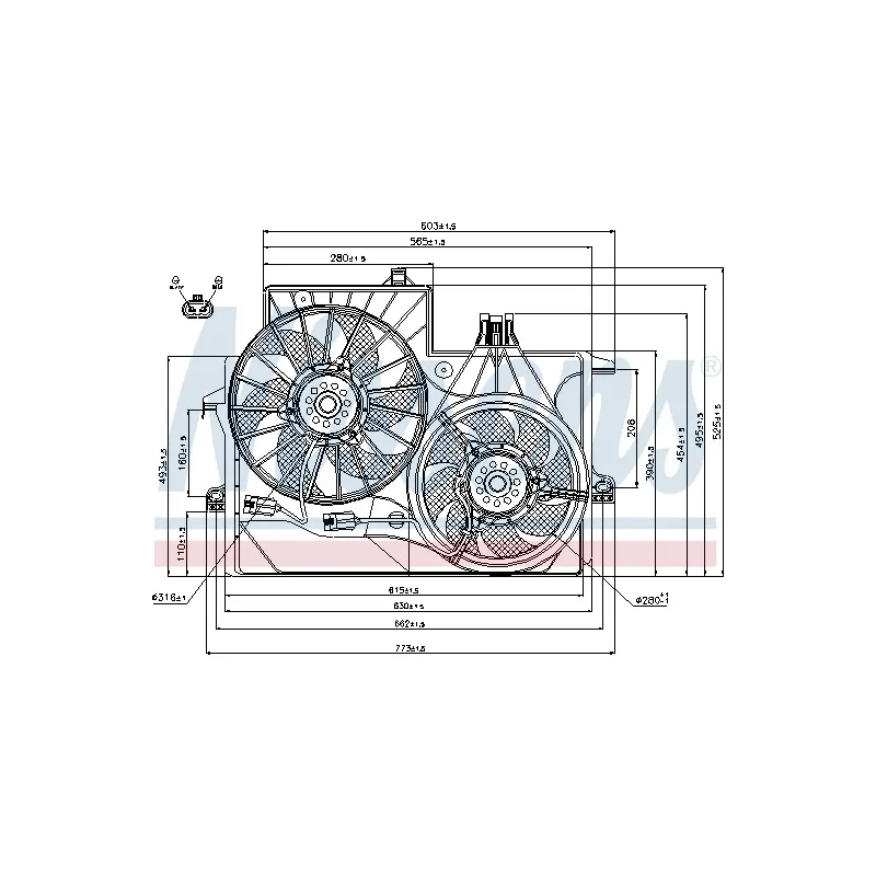 Ventilateur, refroidissement du moteur NISSENS 85200
