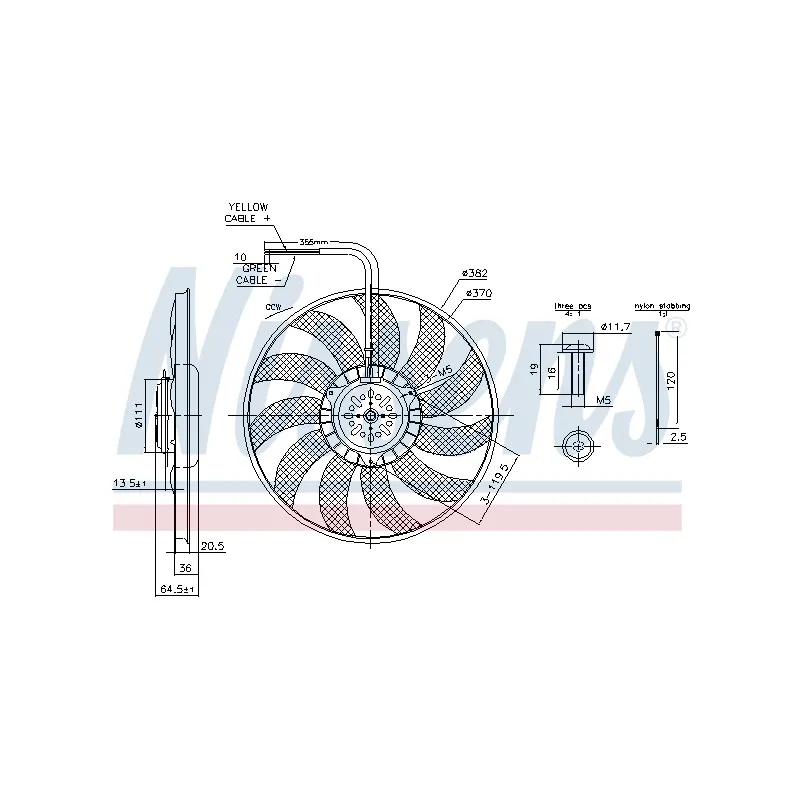 Ventilateur, refroidissement du moteur NISSENS 85732