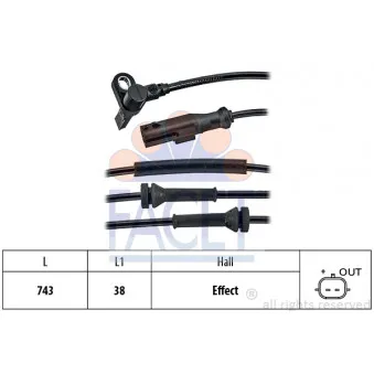 Capteur, vitesse de roue FACET 21.0200