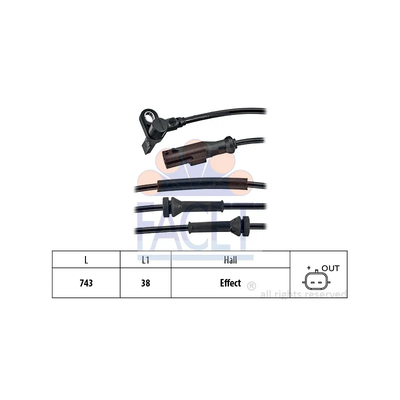 Capteur, vitesse de roue FACET 21.0200
