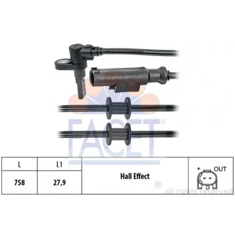 Capteur, vitesse de roue FACET 21.0204