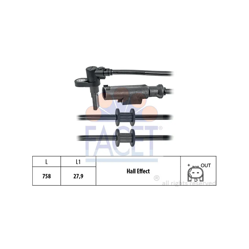 Capteur, vitesse de roue FACET 21.0204
