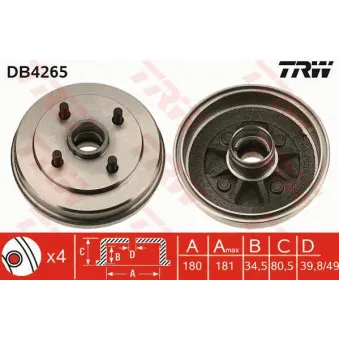 Tambour de frein TRW DB4265