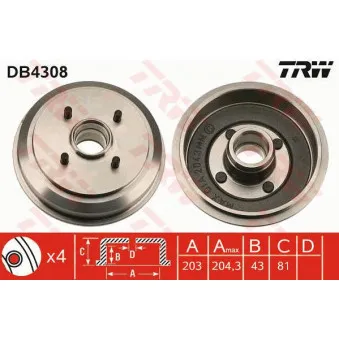 Tambour de frein TRW DB4308