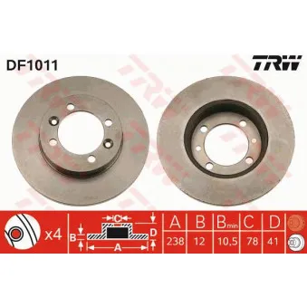 Jeu de 2 disques de frein avant TRW DF1011