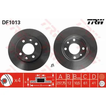 Jeu de 2 disques de frein avant TRW DF1013