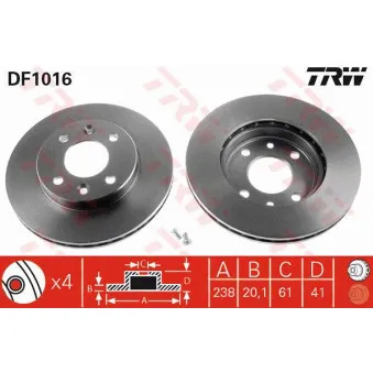 Jeu de 2 disques de frein avant TRW DF1016