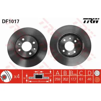Jeu de 2 disques de frein avant TRW
