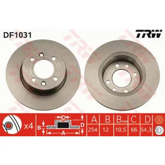 Jeu de 2 disques de frein arrière TRW DF1031