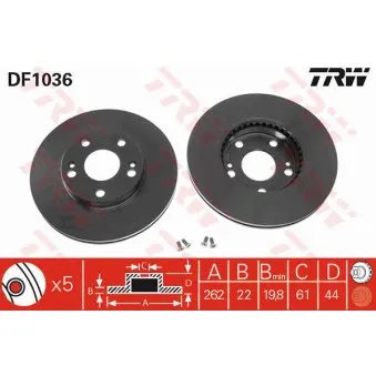 Jeu de 2 disques de frein avant TRW