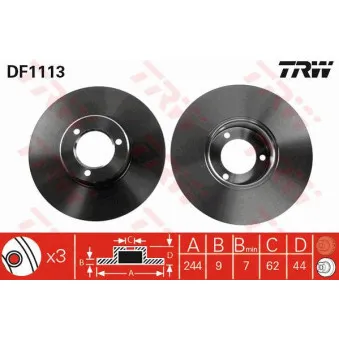 Jeu de 2 disques de frein avant TRW DF1113