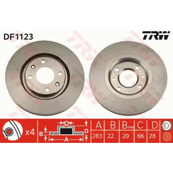 Jeu de 2 disques de frein avant TRW DF1123