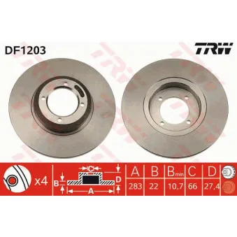 Jeu de 2 disques de frein avant TRW DF1203