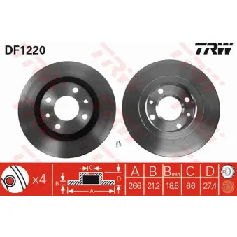 Jeu de 2 disques de frein avant TRW DF1220