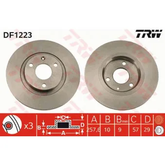 Jeu de 2 disques de frein avant TRW DF1223