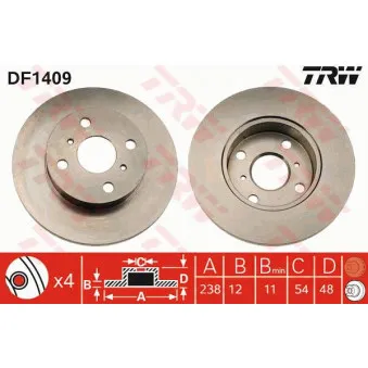 Jeu de 2 disques de frein avant TRW DF1409