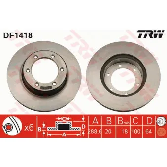 Jeu de 2 disques de frein avant TRW DF1418