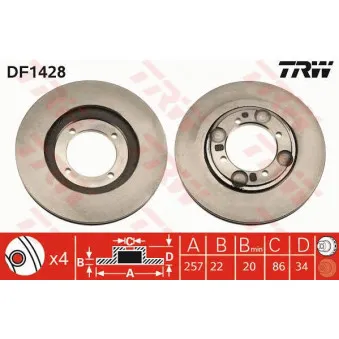 Jeu de 2 disques de frein avant TRW