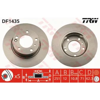 Jeu de 2 disques de frein arrière TRW DF1435