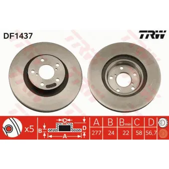 Jeu de 2 disques de frein avant TRW DF1437