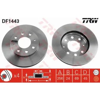 Jeu de 2 disques de frein avant TRW DF1443
