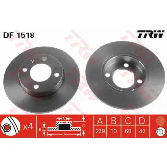 Jeu de 2 disques de frein avant TRW DF1518