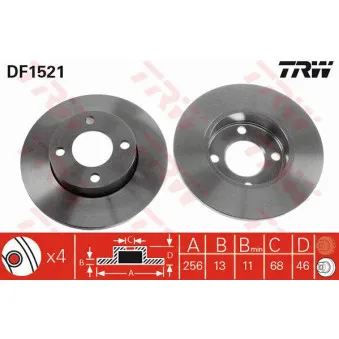 Jeu de 2 disques de frein avant TRW DF1521