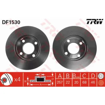 Jeu de 2 disques de frein avant TRW DF1530
