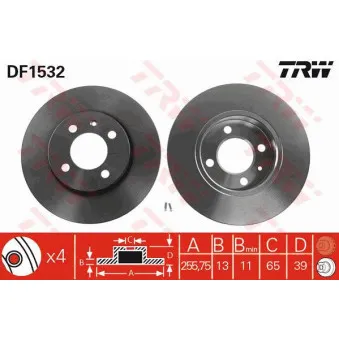 Jeu de 2 disques de frein avant TRW DF1532