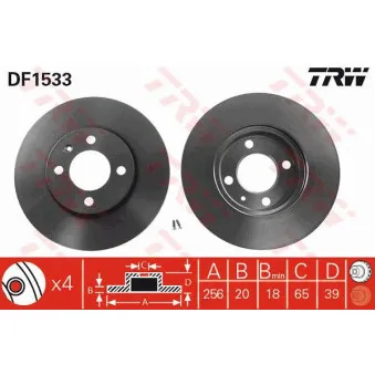Jeu de 2 disques de frein avant TRW DF1533