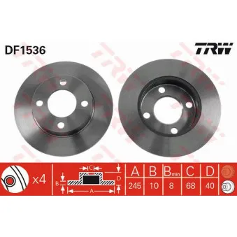 Jeu de 2 disques de frein arrière TRW DF1536