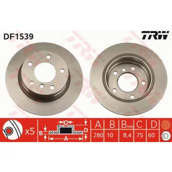 Jeu de 2 disques de frein arrière TRW DF1539