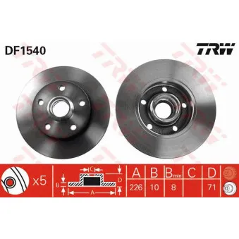 Jeu de 2 disques de frein arrière TRW