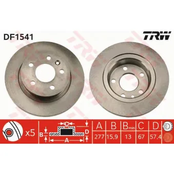 Jeu de 2 disques de frein avant TRW DF1541