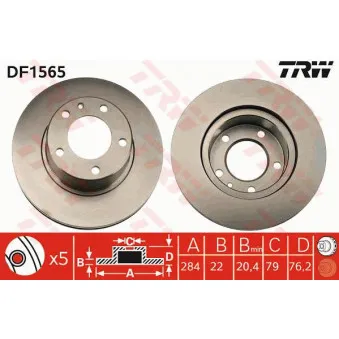 Jeu de 2 disques de frein avant TRW DF1565