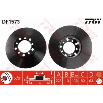 Jeu de 2 disques de frein avant TRW