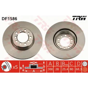 Jeu de 2 disques de frein avant TRW DF1586