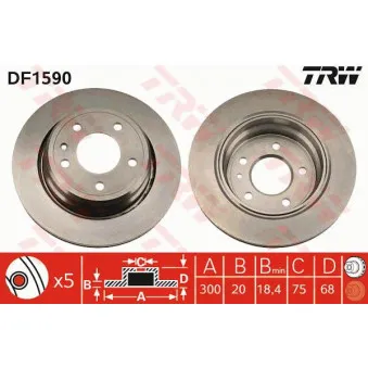 Jeu de 2 disques de frein arrière TRW DF1590