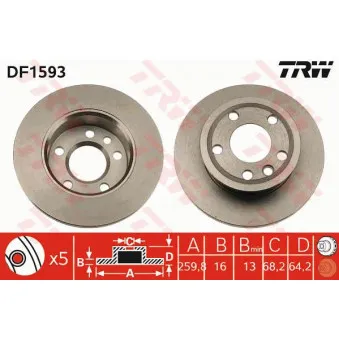 Jeu de 2 disques de frein avant TRW DF1593